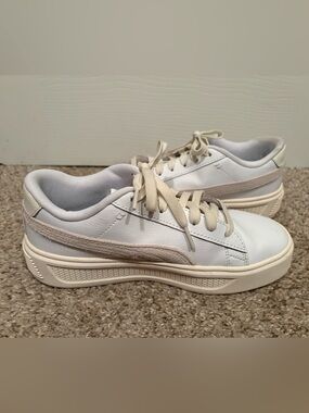 Puma White and Cream Sneakers